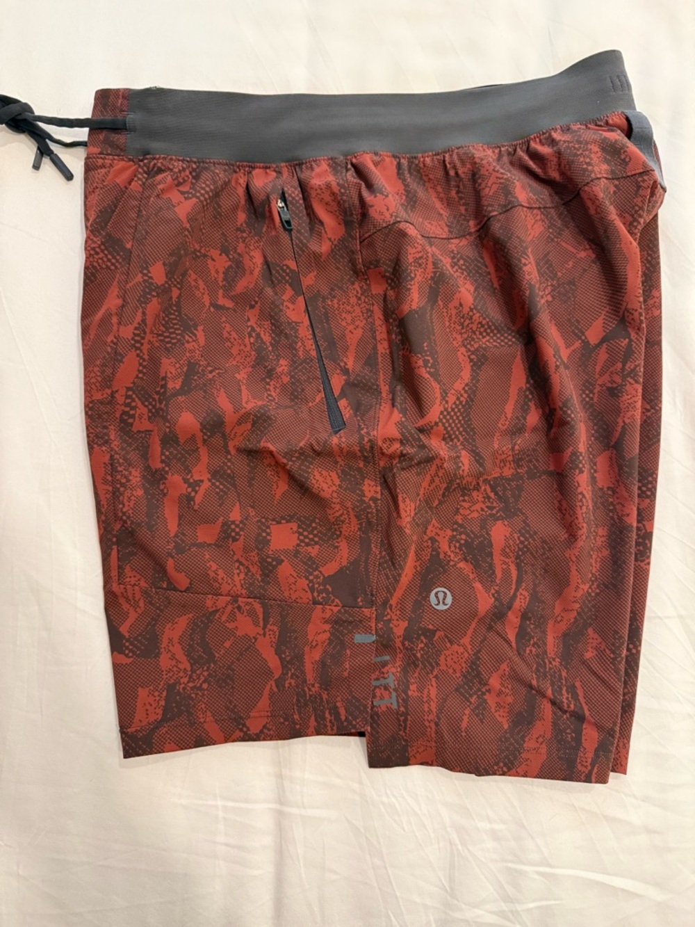 lululemon athletica Red & Charcoal Camouflage Men's License To Train Shorts